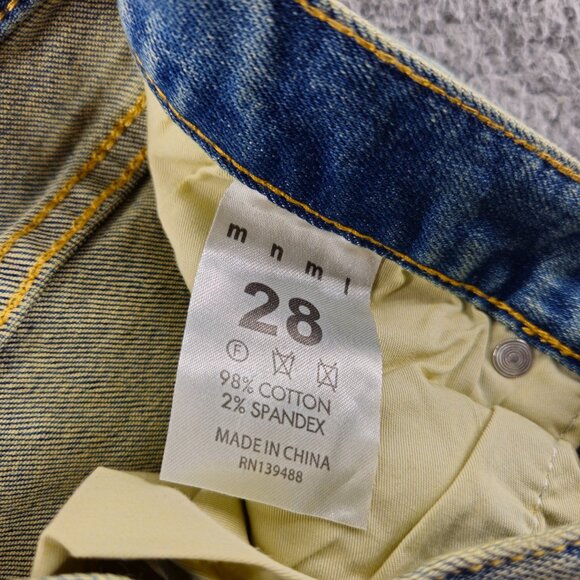 mnml M5 Stretch Denim Jeans Mens 28 Blue Ankle Zip Tapered Skinny Distressed - Picture 3 of 15